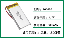 UFX703060 3.2v 900mAh磷酸铁锂电池